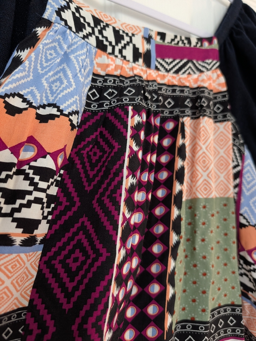 Anthropologie Maeve Patchwork Print Tunic Blouse S Boho Cottagecore Puff Sleeve - Picture 3 of 8